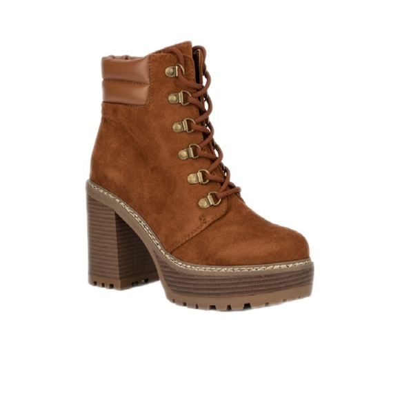 New! Olivia Miller Alice Platform Womens 10 Brown Lace-Up Boots - Picture 3 of 5